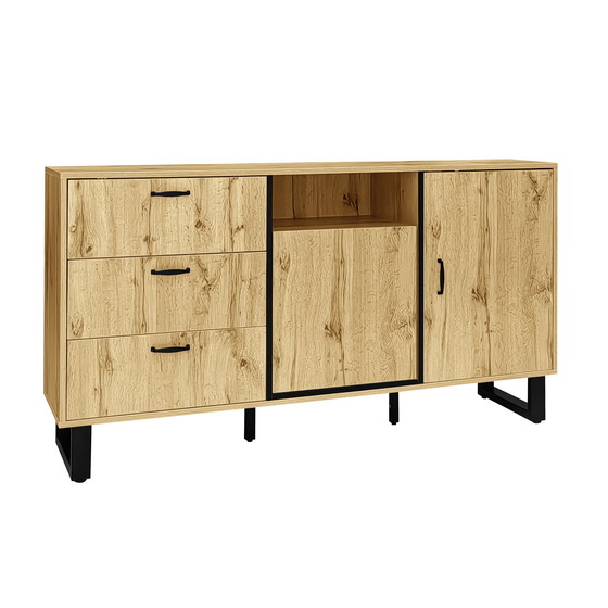 Image 1 of Urban Meuble buffetkast met 2 deuren en 3 laden in hout look 150*38*77cm