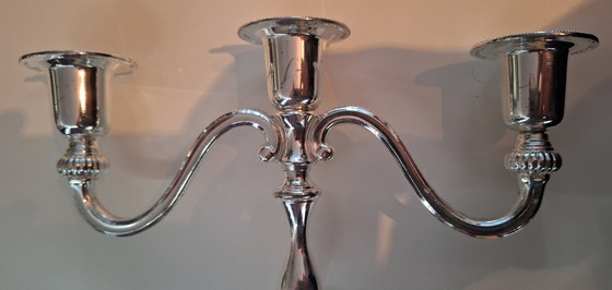 Image 1 of Verzilverde vintage kandelaar 
