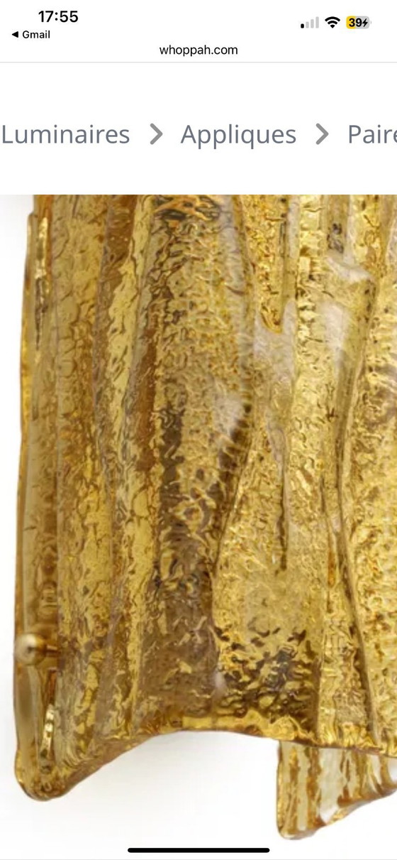 Image 1 of Pareja de apliques Mazzega cristal de murano , Italia años 70