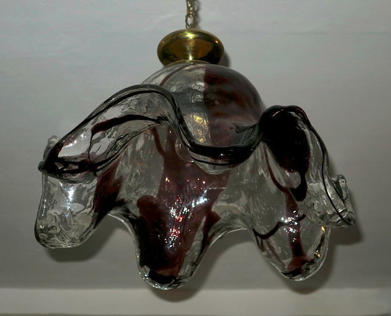 Image 1 of Grande suspension artistique en verre par Pertti Santalahti pour Humppila, Norvège 1960