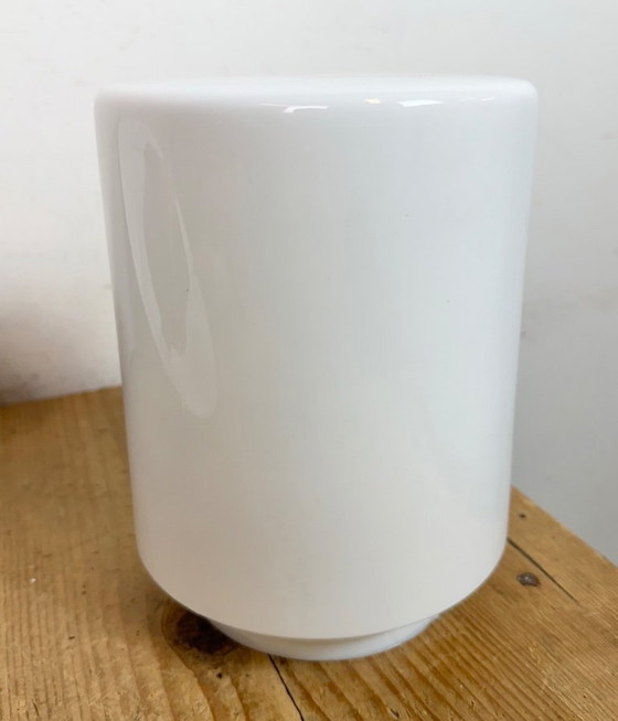 Image 1 of Industrial Grey Enamel Pendant Lamp with Milk Glass, 1960s