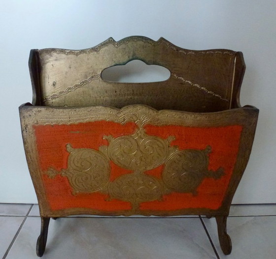 Image 1 of Vintage Florentine newspaper rack from Italy from the 1960s.