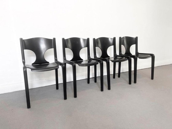 1/4 Augusto Savini Pozzi Chair Black Wood Brass 60s, Dining chairs (photo 4 of 12)