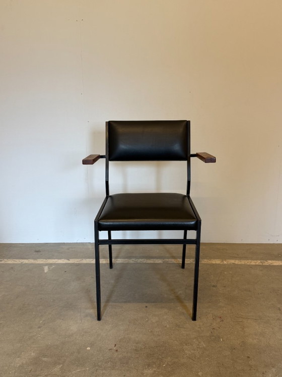 Vintage Armstoel in de Stijl van Martin Visser SE21 - Jaren 60 – Bureaustoelen, Metal, Wood (photo 5 of 9)