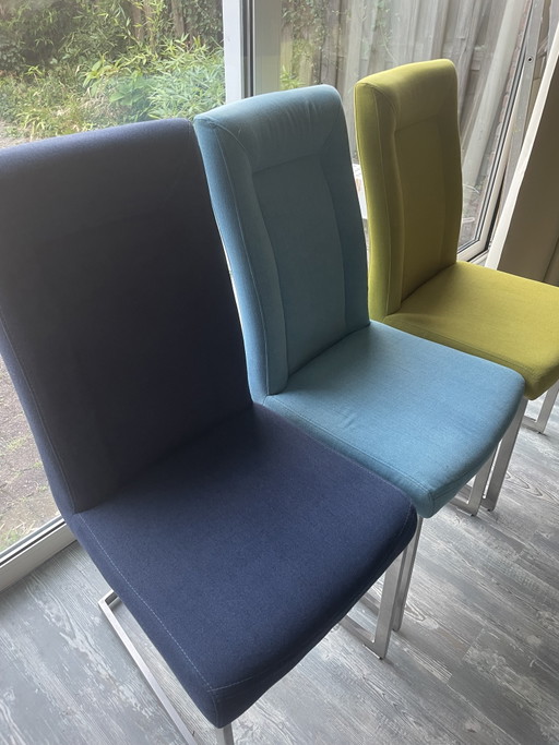 6x Henders And Hazel Marlene Chairs – Henders & Hazel, eetkamerstoelen, polished steel, Textile