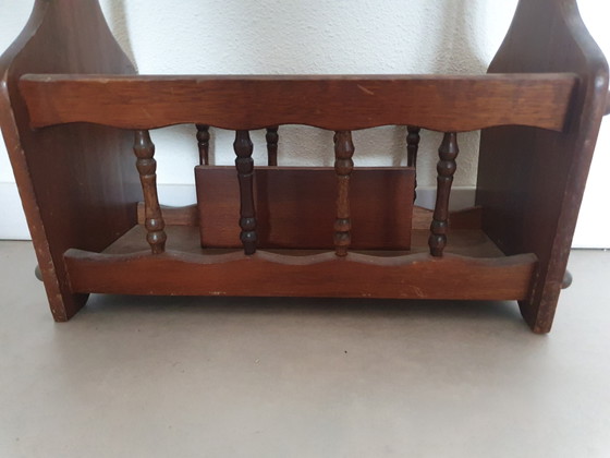 Vintage Houten Tijdschriftenrek / Krantenrek, Donkere Afwerking – Wood (photo 7 of 10)