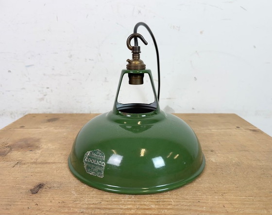 Image 1 of Industrial Green Enamel Factory Pendant Lamp from Coolicon, 1950s