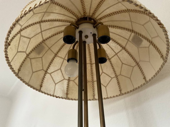 Image 1 of Vintage Mid-Century Table Lamp, Brass and Leather, 1960s/70s, Idell Kaiser Leuchten
