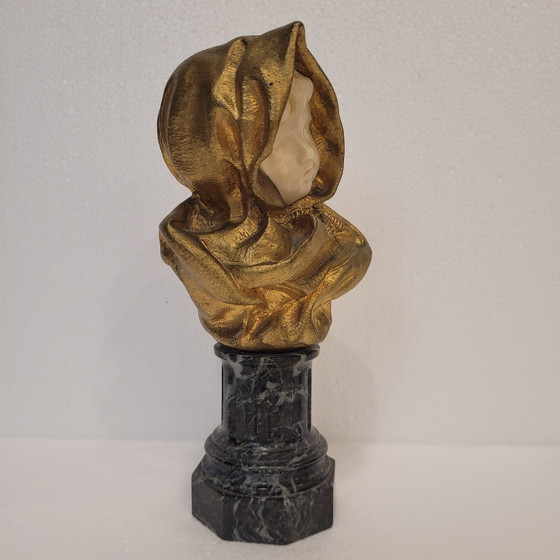 Image 1 of Busto en Crisoelefantina y Mármol, Siguiendo G. de Thouin, Circa 1900 - Francia