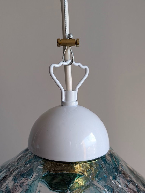 Image 1 of Vintage Murano Glass Graniglia Pendant Lamp by Sylcom — New Old Stock — 1980s Italian Art Glass Ceiling Light