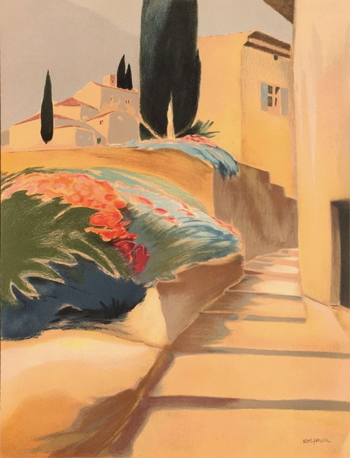 Pascal ETCHENIC Escalier Litografia firmata 1994