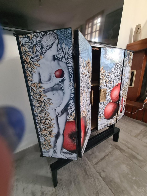 Image 1 of Upcycled 1950s Cabinet – Fornasetti-Style “Adam & Eve” Print – Drinks Cabinet or Statement Storage