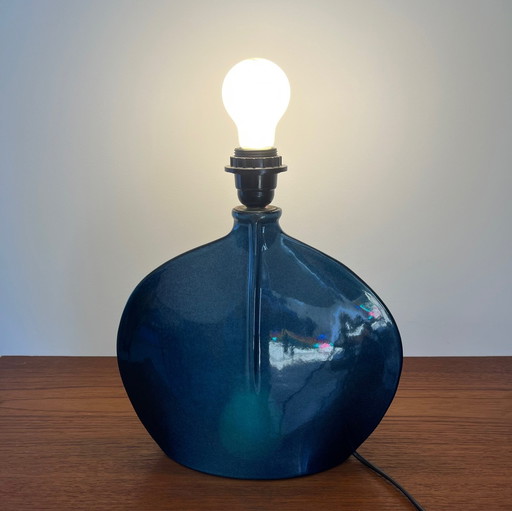 Petrol Blue Ceramic Lamp Base, 1960