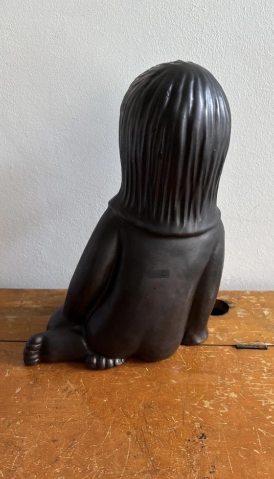 Image 1 of Keramische Statue, Skulptur Sitzendes Mädchen, Emiel Laskaris