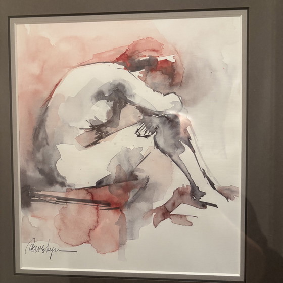 Image 1 of Acuarela “Desnudo en naranja”