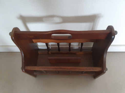 Vintage Houten Tijdschriftenrek / Krantenrek, Donkere Afwerking – Wood (photo 2 of 10)