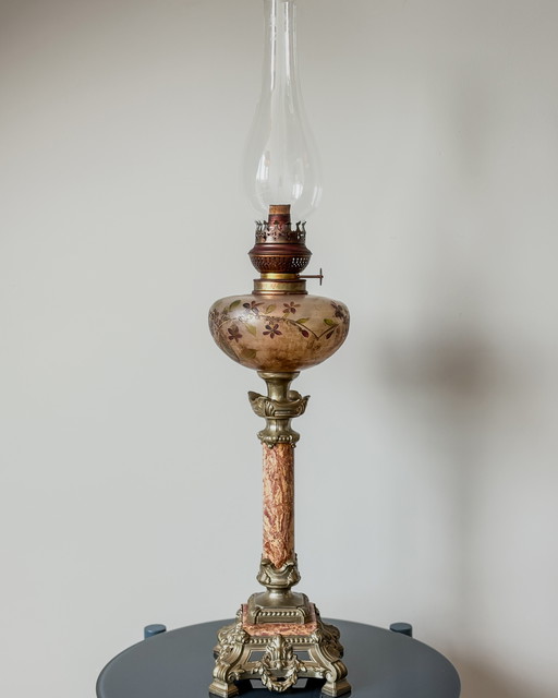 Antieke olielamp Kosmosbrenner X Boheems Prima