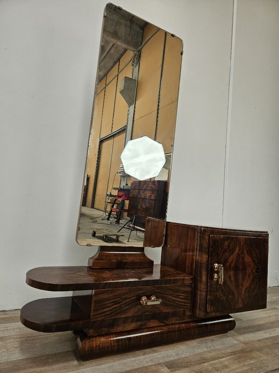 Art Déco kaptafel van notenhout met spiegel, Italiaans design, jaren 1940 – Consoles, Wood (photo 3 of 17)