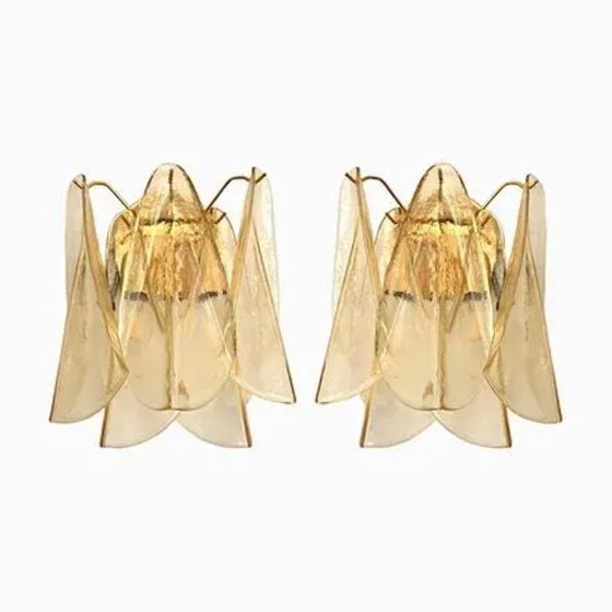 Image 1 of Amber Rondini Murano Glass Gold Wall Sconces by Simoeng, Set of 2