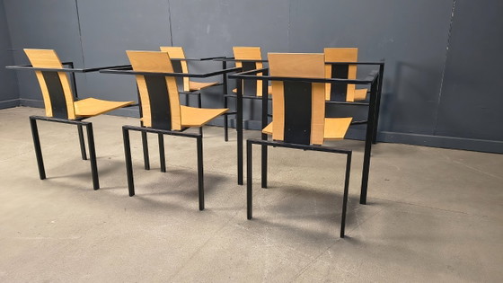 Image 1 of Postmoderne eetkamerstoelen van Karl Friedrich Förster voor KFF, jaren 80, set van 6