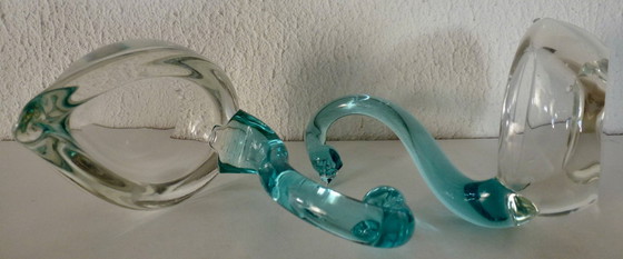 Image 1 of 2x Glazen zwaantjes in Murano stijl.