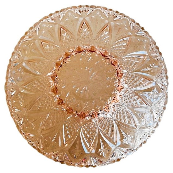 Image 1 of Vintage Art Deco XL roze kristallen fruitschaal roze Rosaline 1930's