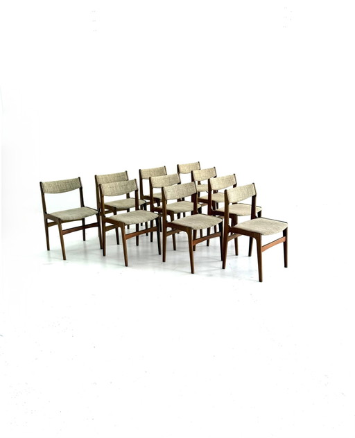 Set di 10 sedie da pranzo vintage, Erik Buch '60 – eetkamerstoelen, Wood, Textile (photo 2 of 13)