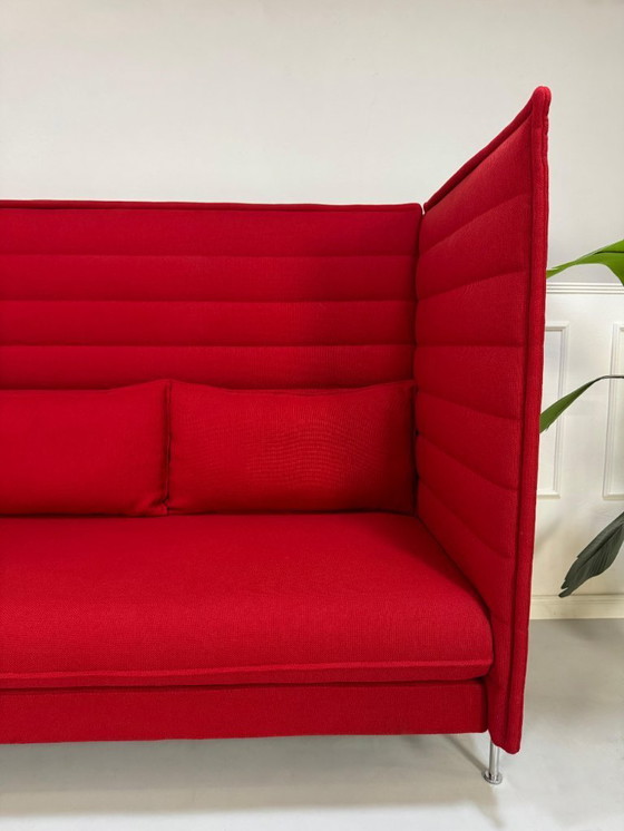 Image 1 of Vitra Alcove Lounge Upholstered Sofa Classic Couch Office Red
