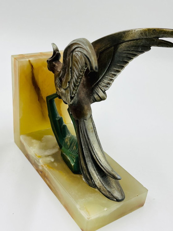 Art Deco Onyx Birds of Paradise Bookends – Decorative Objects, Marble, Metal (photo 8 of 14)