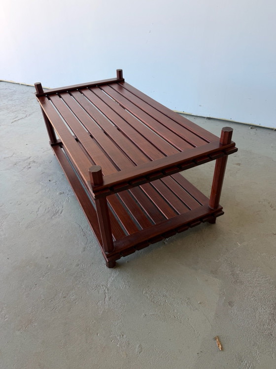 Slatted pine coffee table Scandinavian design vintage 70s, Wood, Brown (photo 6 of 12)