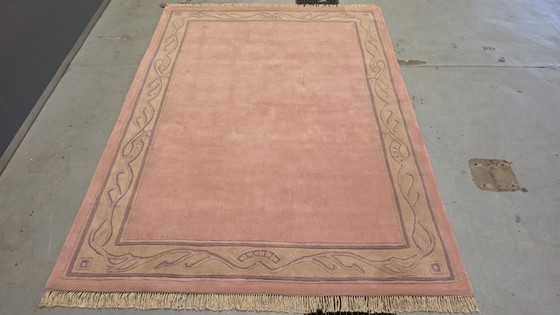 Image 1 of Tappeto orientale moderno e contemporaneo in lana, fatto a mano, colore rosa, dimensioni 252x345 cm.