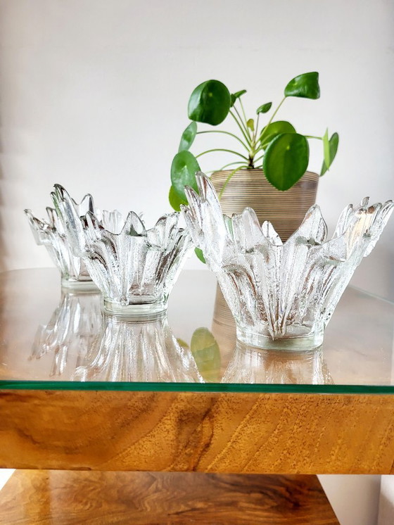 Image 1 of Glasschalen, 3er-Set, Modell Nordlicht oder Revontulet, Tauno Wirkkala, Finnland