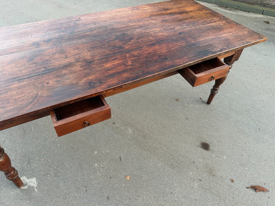 Image 1 of Table de salle à manger de ferme ancienne et robuste – 206,5 x 96 x 78 cm