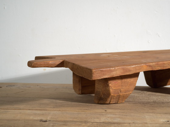 Antique solid wood side table (c.1920) #17, Brown, Rustic (photo 13 of 19)