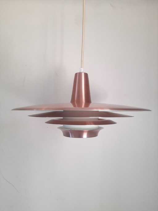 Danish pendant light in red copper, 1960s