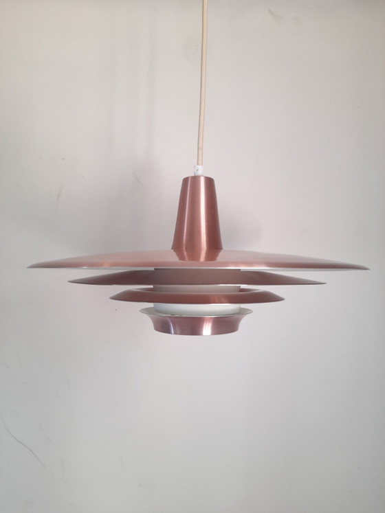 Image 1 of Danish pendant light in red copper, 1960s