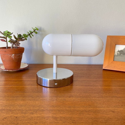 Applique tubolare in vetro bianco e acciaio inossidabile degli anni '80