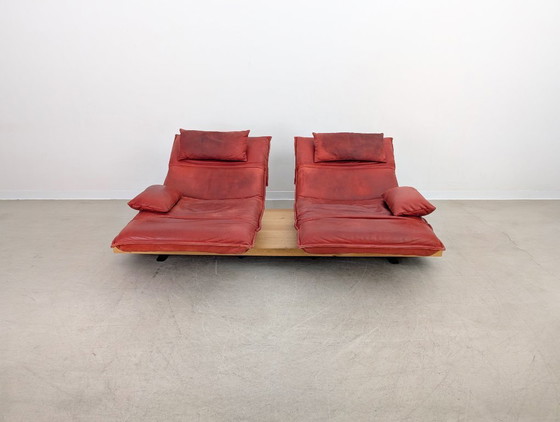Image 1 of Original Koinor Free Motion 2 Edit Sofa Couch Eiche Leder rot