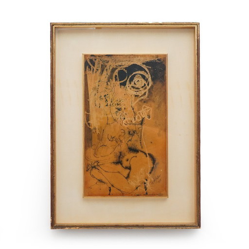Giovanni Battista de Salvo, ink on masonite, 1950s