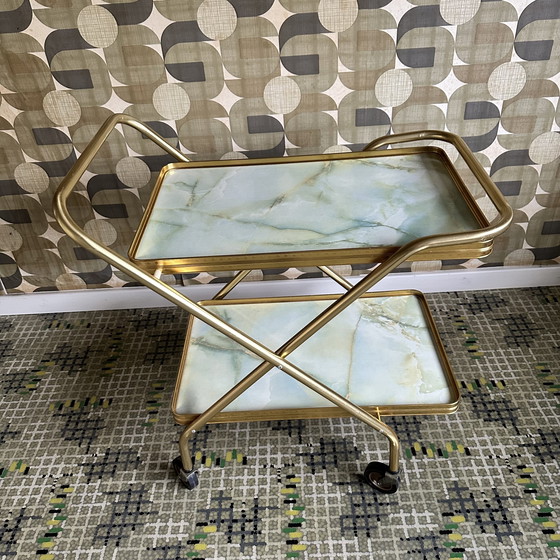 Image 1 of Vintage folding bar cart / serving trolley – 1970s