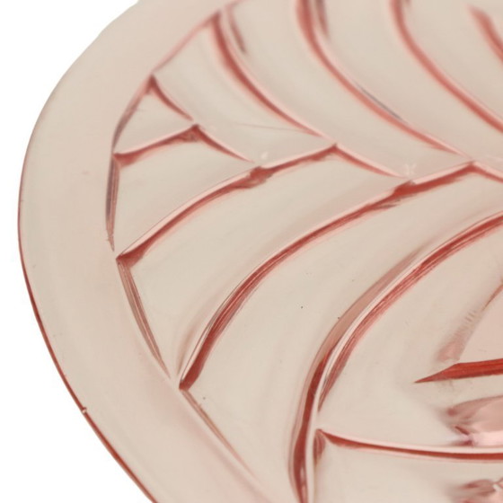 Image 1 of Plato rosa para pasteles, bandeja para repostería estilo Art Déco