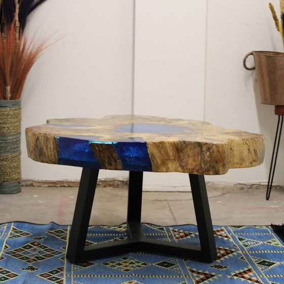Image 1 of Tamarind and Resin Coffee Table - Sky Blue