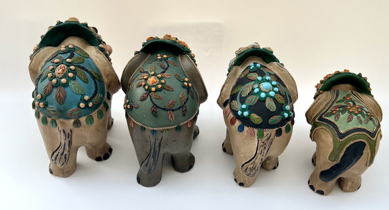 Image 1 of Four handmade elephant figurines – Brazil – folk art – 20th century