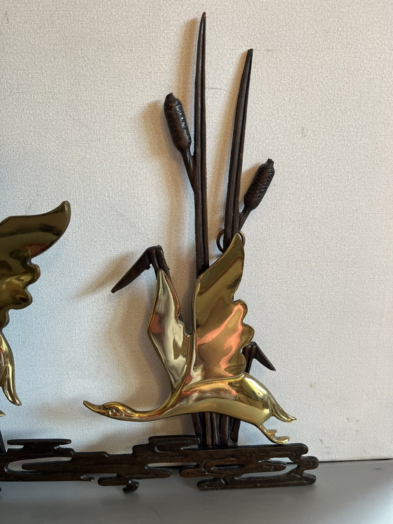 Image 1 of Uccelli decorativi da parete in ottone vintage