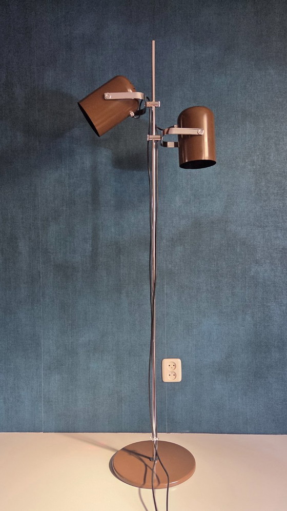 Vintage Vloerlamp - Gepo | 2 Spots | Bruin | Origineel - Jaren 70 – Vloerlampen, Metal (photo 5 of 12)