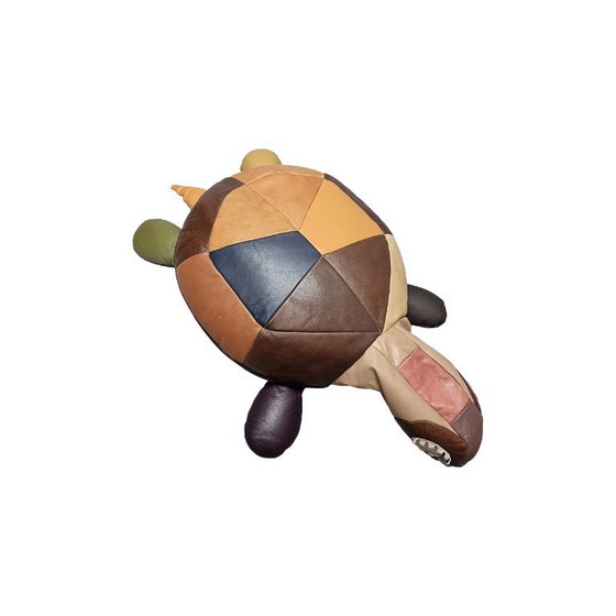 Image 1 of Vintage leather patchwork turtle pouf, 1970s