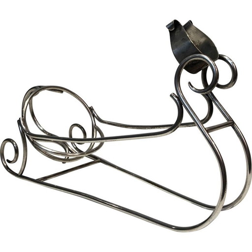 Vintage silver plated sledge bottle holder, 1930
