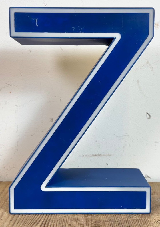 Image 1 of Vintage Blue Plastic Illuminated Letter Z, 1970s