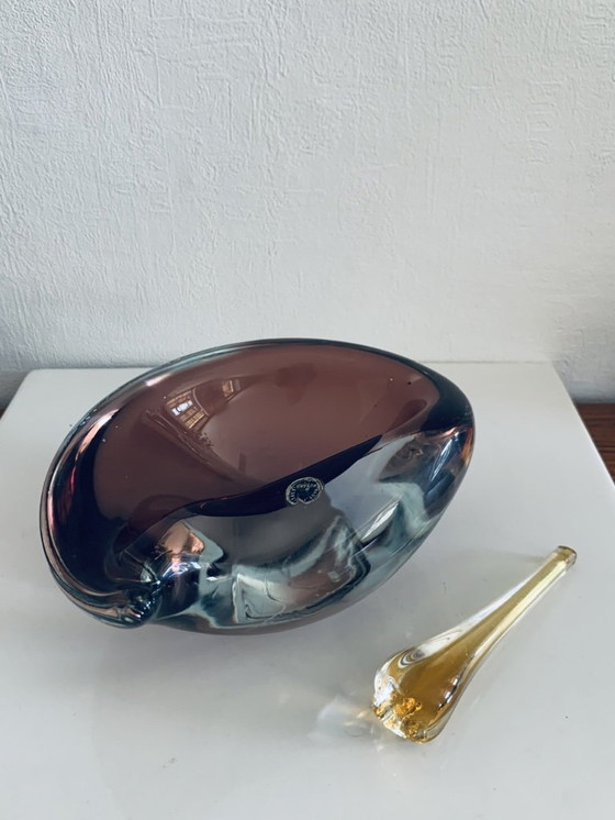Image 1 of Cenicero para puros de mediados de siglo, de cristal de Murano Summerso, con mortero, años 60