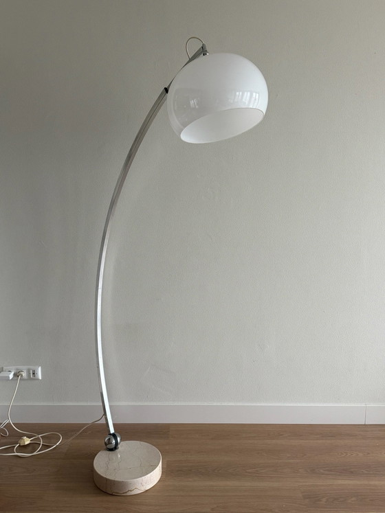 XXL vintage arc lamp, Floor lights, Metal, Marble, White (photo 8 of 12)